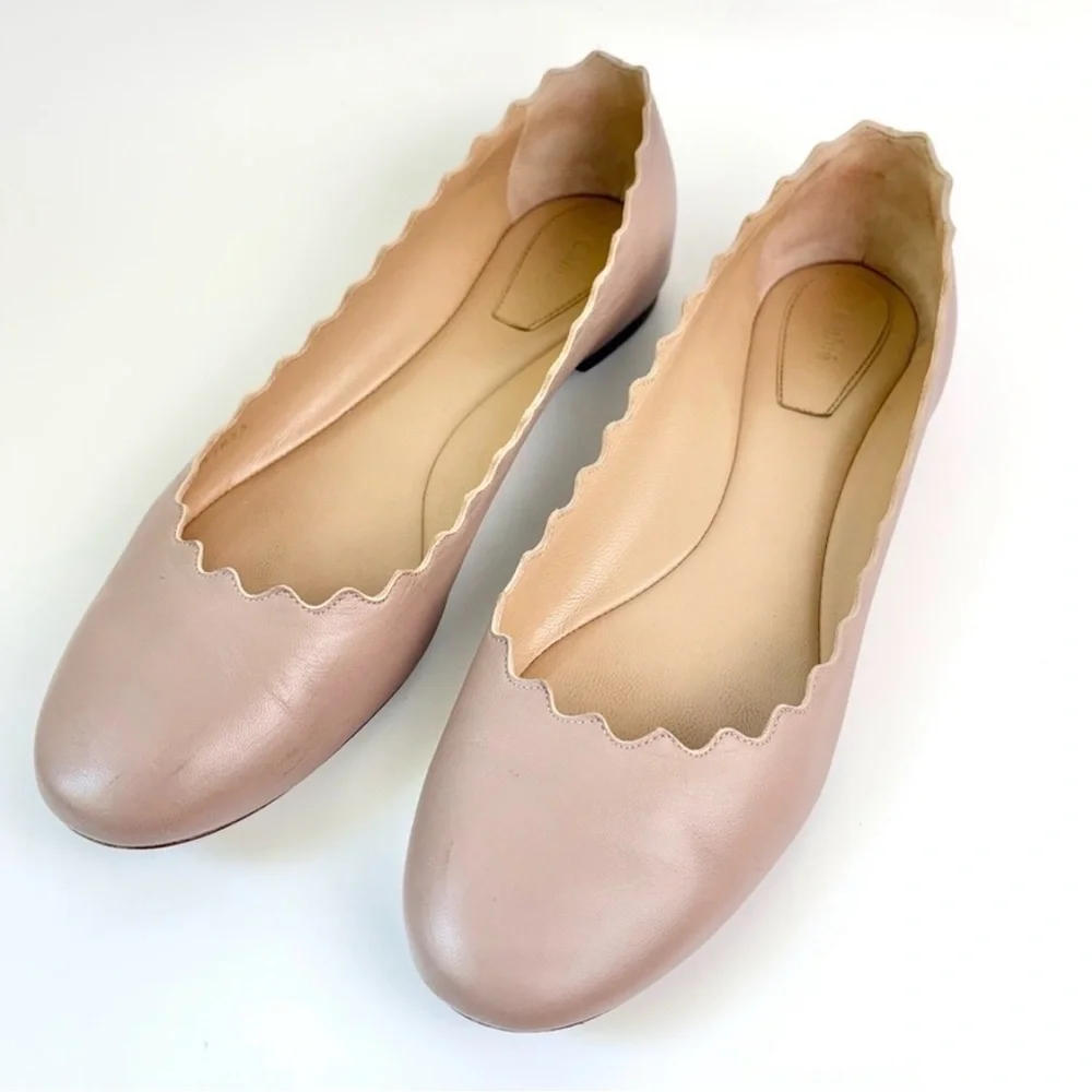 Chloe Lauren Ballerina Flats in Beige “Pink Tea” Size 39  8 1/2 - Picture 3 of 13